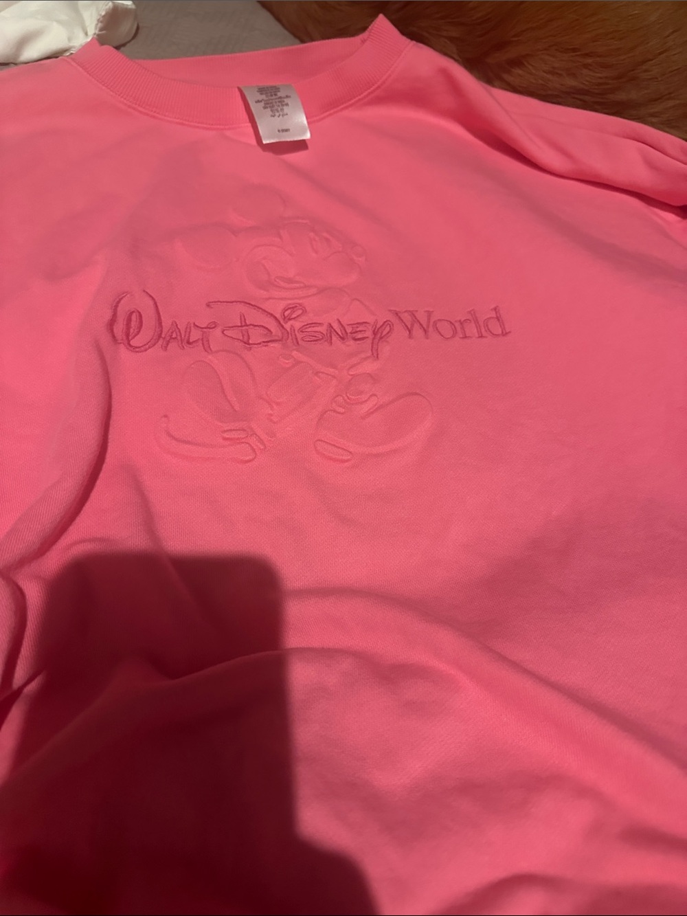 Disney Pink Embossed Mickey Crewneck Sweatshirt